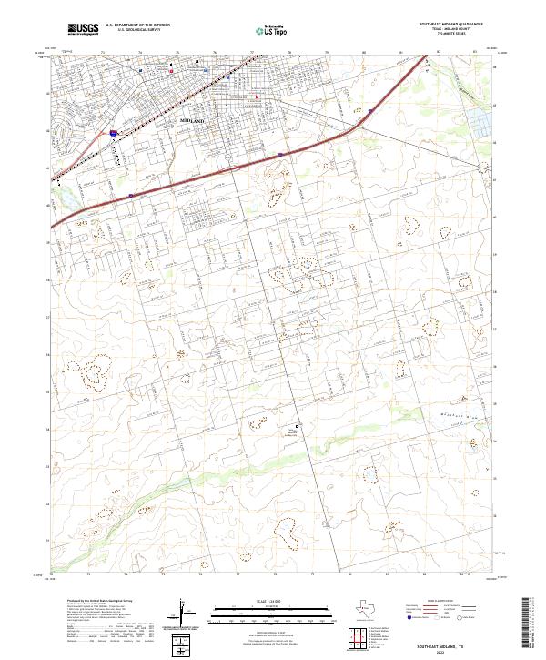 US Topo 7.5-minute map for Southeast Midland TX