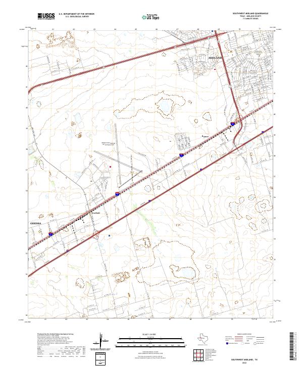 US Topo 7.5-minute map for Southwest Midland TX