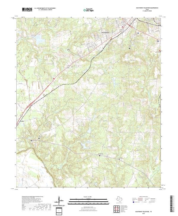 US Topo 7.5-minute map for Southwest Palestine TX