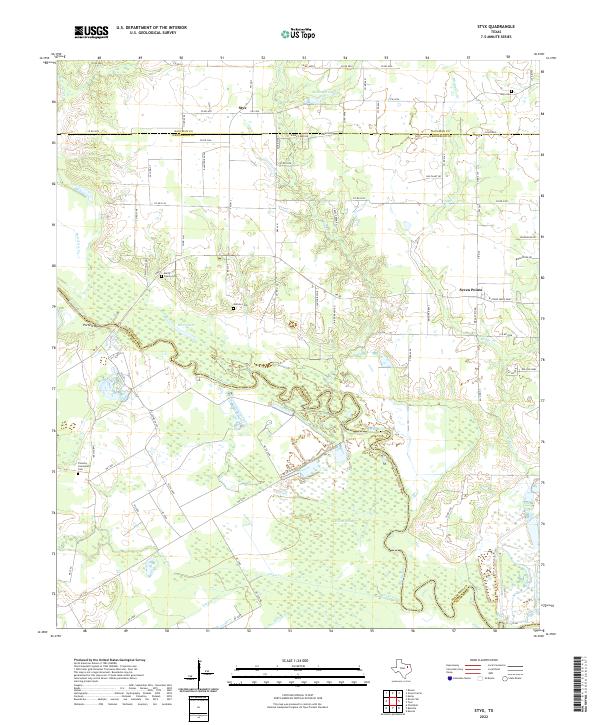 US Topo 7.5-minute map for Styx TX