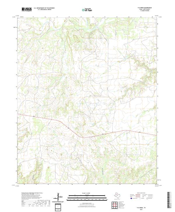 US Topo 7.5-minute map for T-O Creek TX
