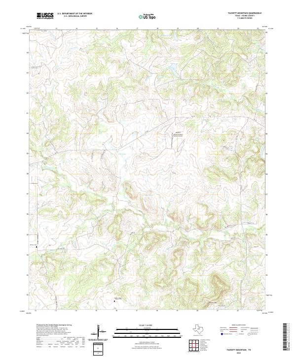 US Topo 7.5-minute map for Tackett Mountain TX