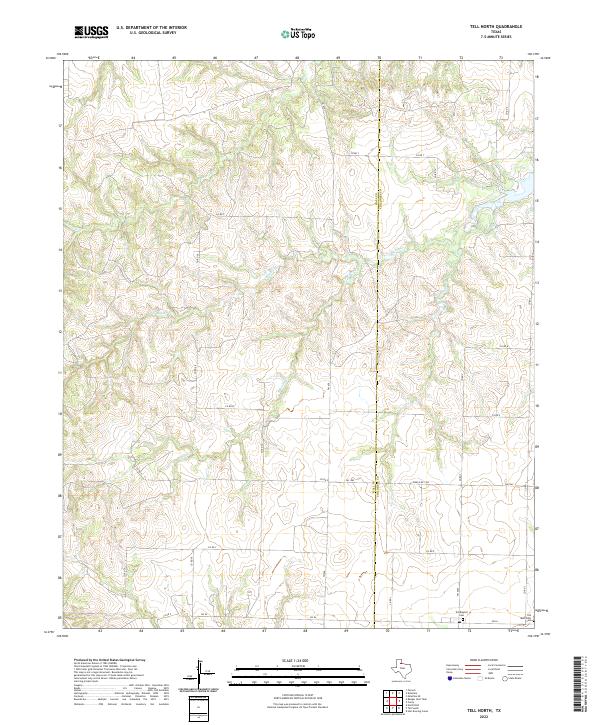 US Topo 7.5-minute map for Tell North TX – American Map Store