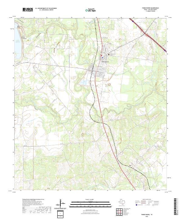US Topo 7.5-minute map for Three Rivers TX