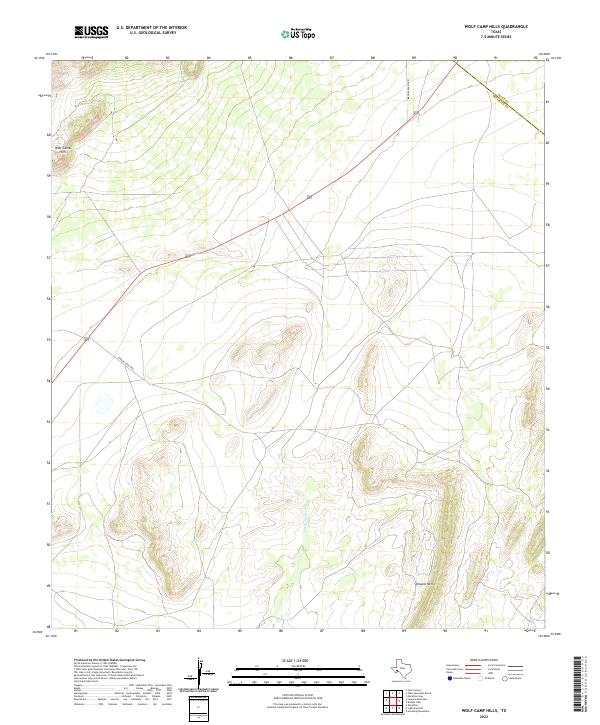 US Topo 7.5-minute map for Wolf Camp Hills TX