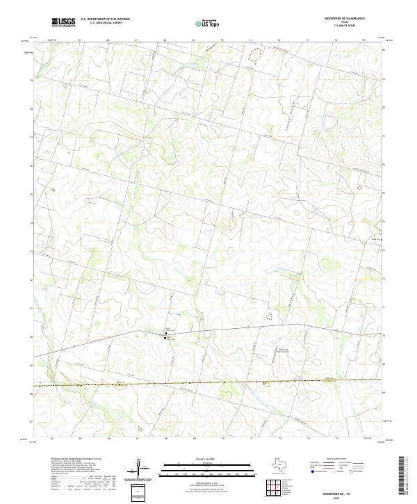 US Topo 7.5-minute map for Woodward NE TX