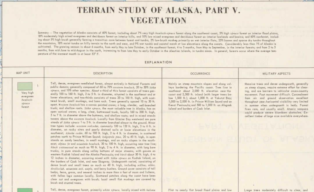 Vegetation Terrain Study of Alaska, 1960 – American Map Store