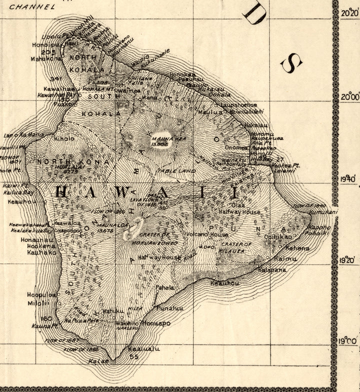 Topographical Map of the Hawaiian Islands, 1893