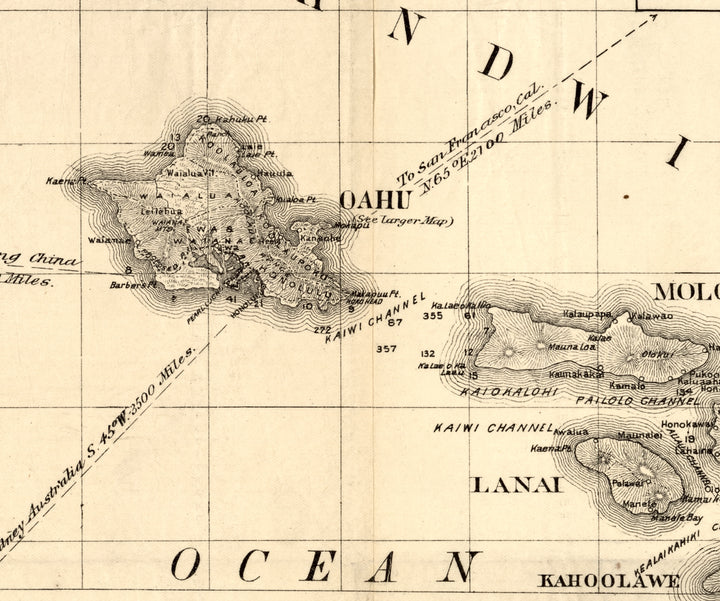 Topographical Map of the Hawaiian Islands, 1893