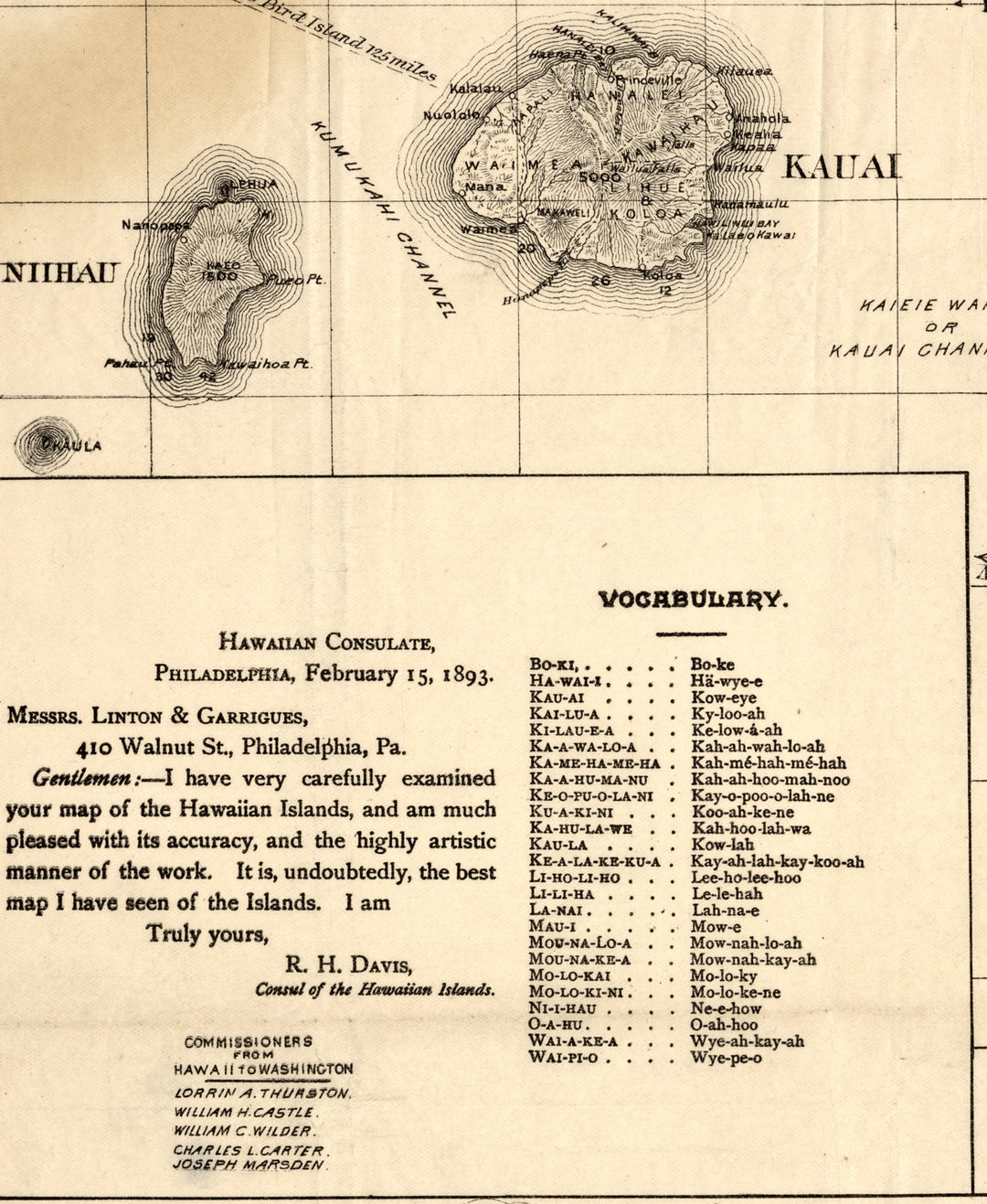 Topographical Map of the Hawaiian Islands, 1893