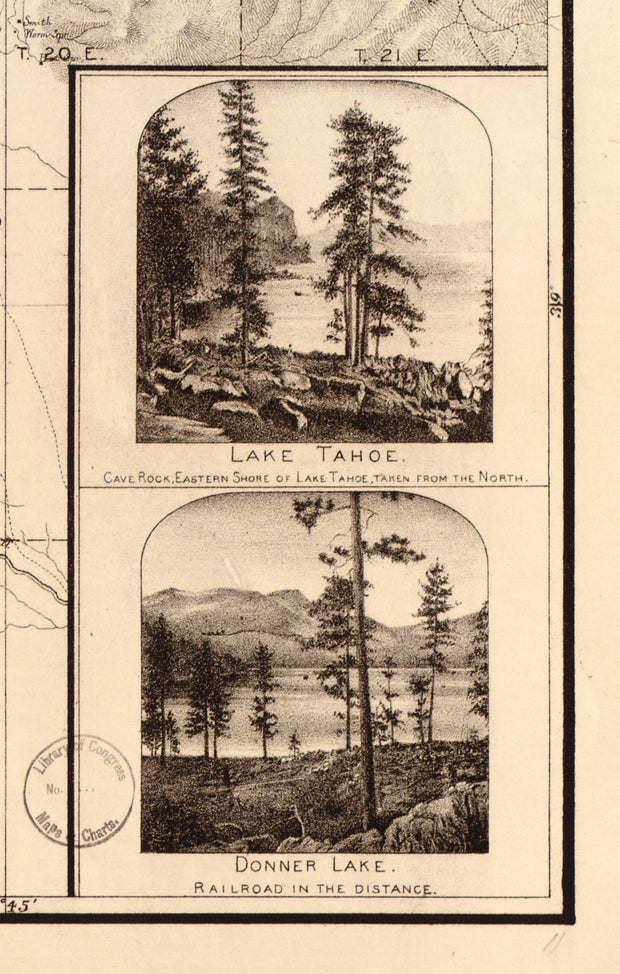 Topographical Map of Lake Tahoe and Surrounding Country, 1874