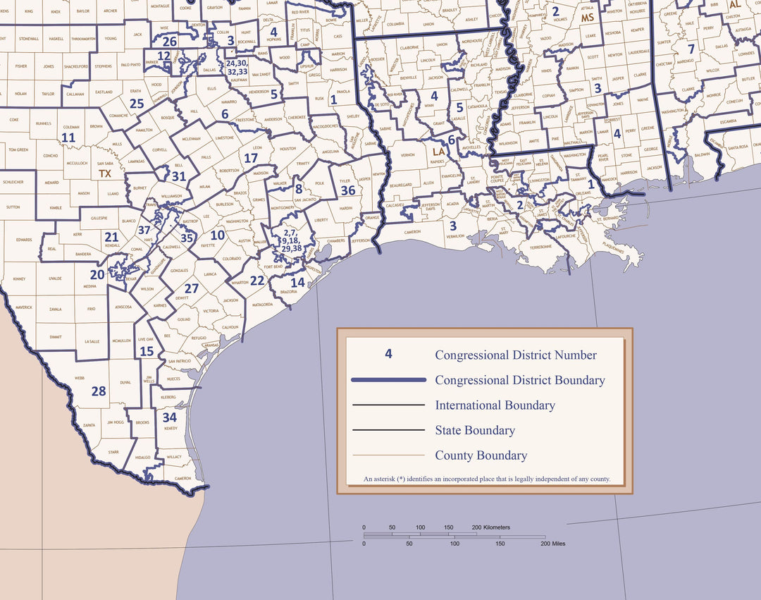 United States Congressional District Wall Map