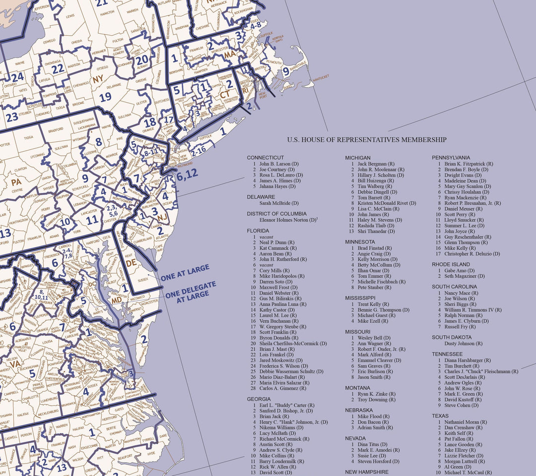 United States Congressional District Wall Map