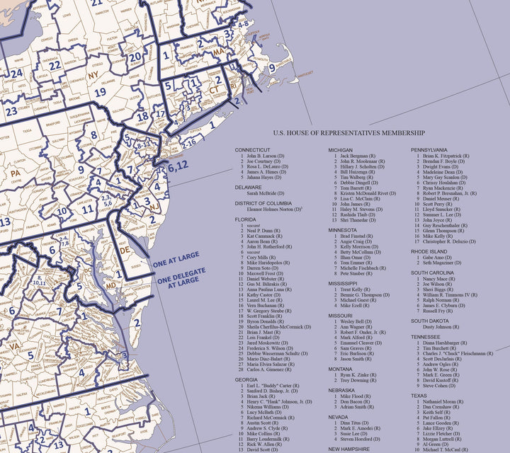 United States Congressional District Wall Map