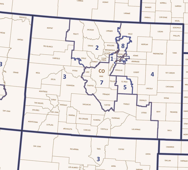 United States Congressional District Wall Map