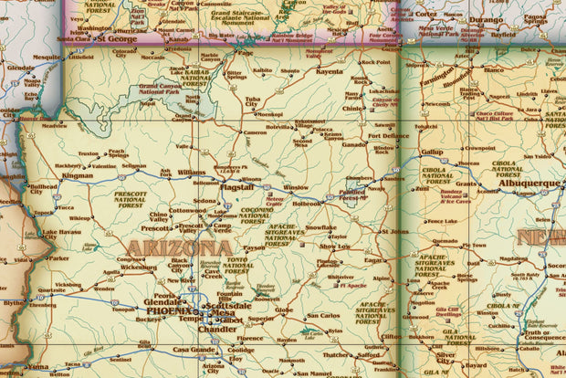 USA Antiqued Wall Map, Gulf of America Edition