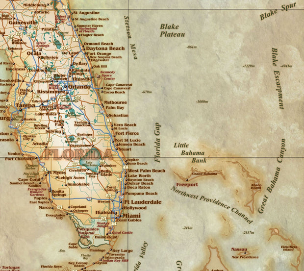 USA Antiqued Wall Map, Gulf of America Edition