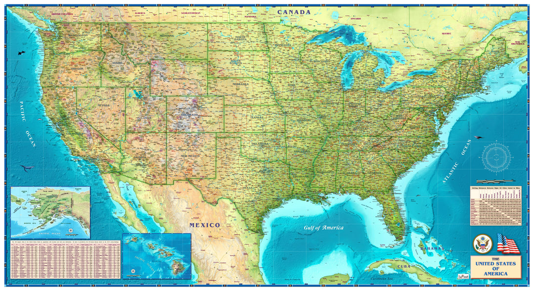 USA Decorators Wall Map, Gulf of America Edition
