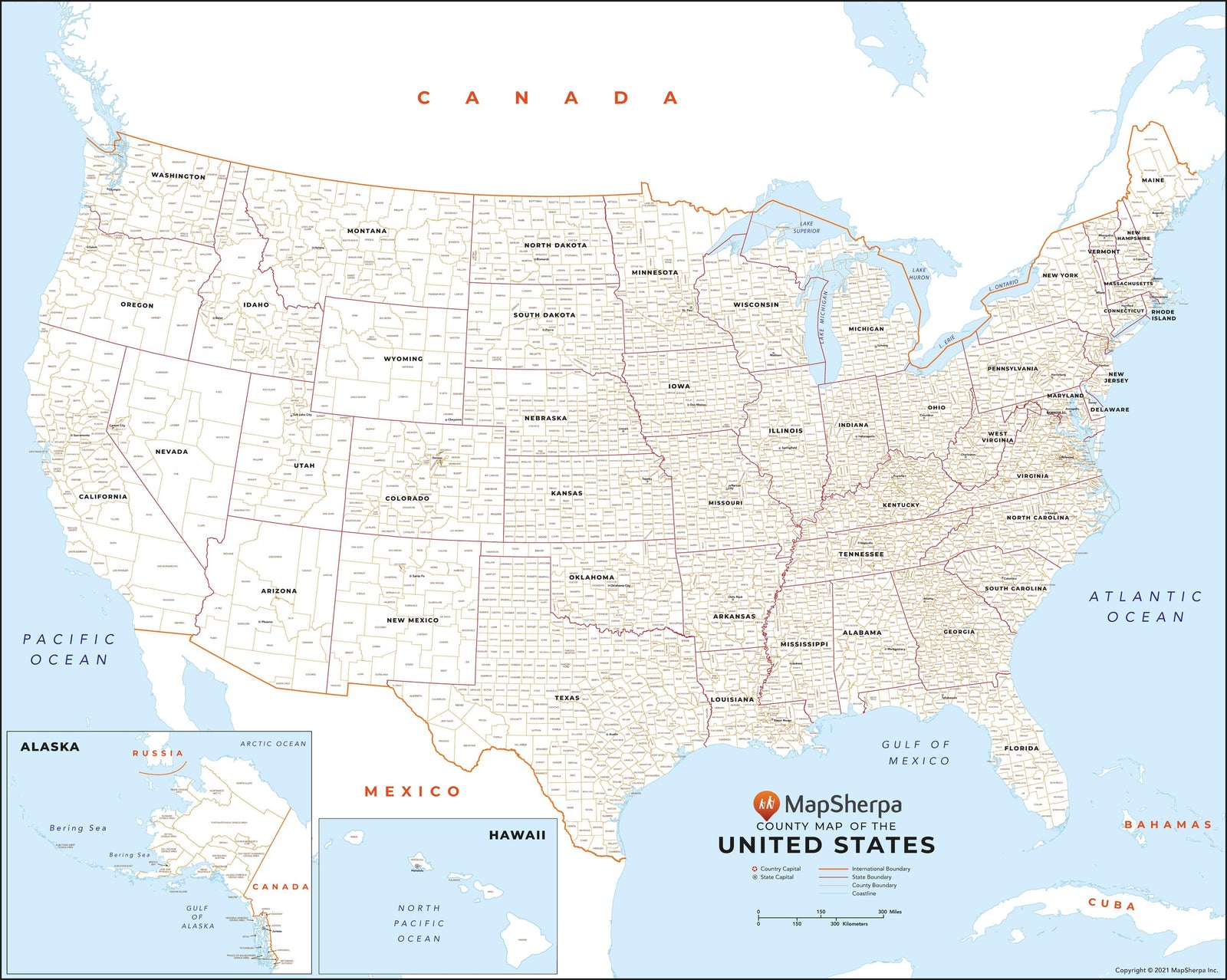 USA Map with County Names