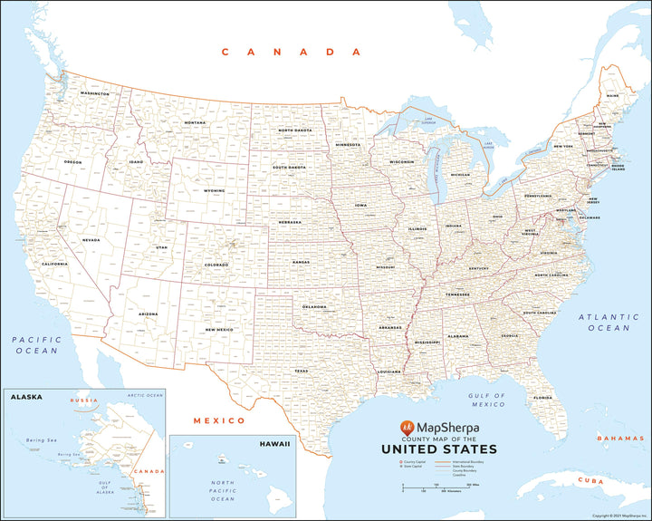 USA Map with County Names