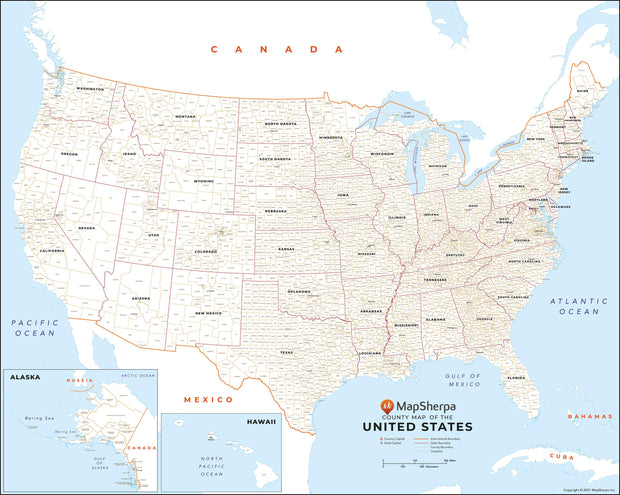 USA Map with County Names