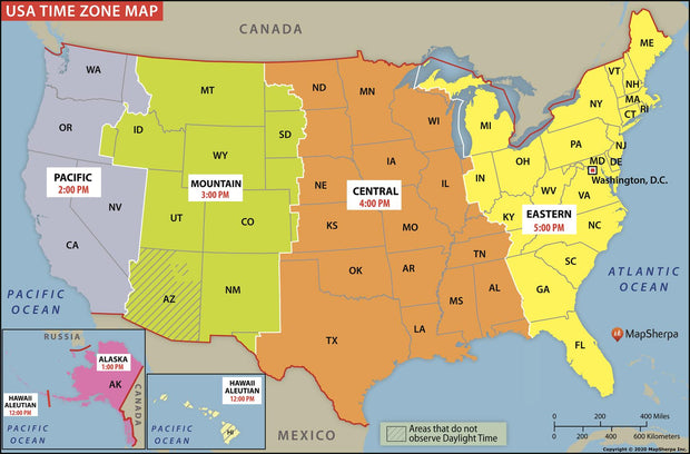 USA Time Zone Map