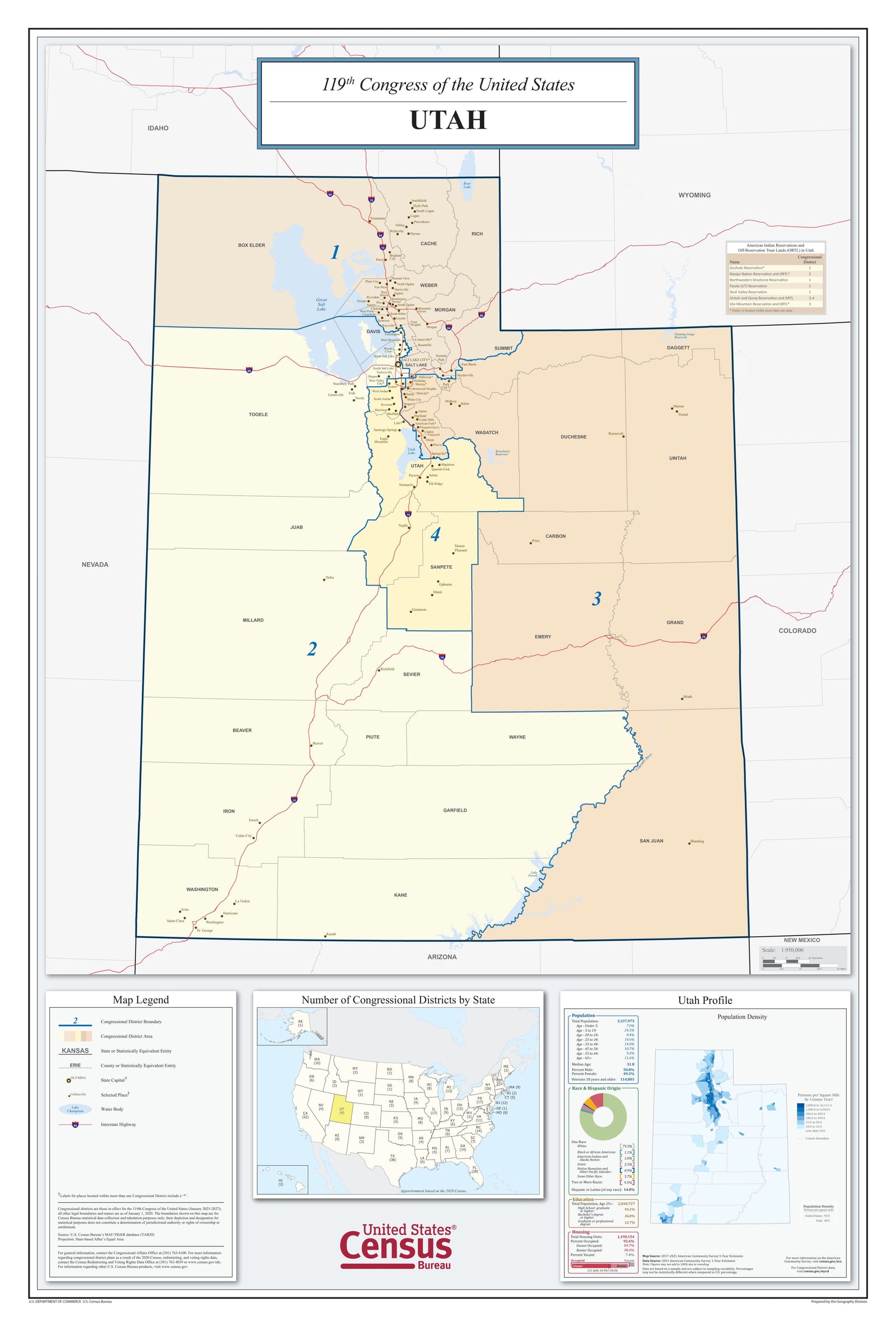 Utah Congressional District Wall Map