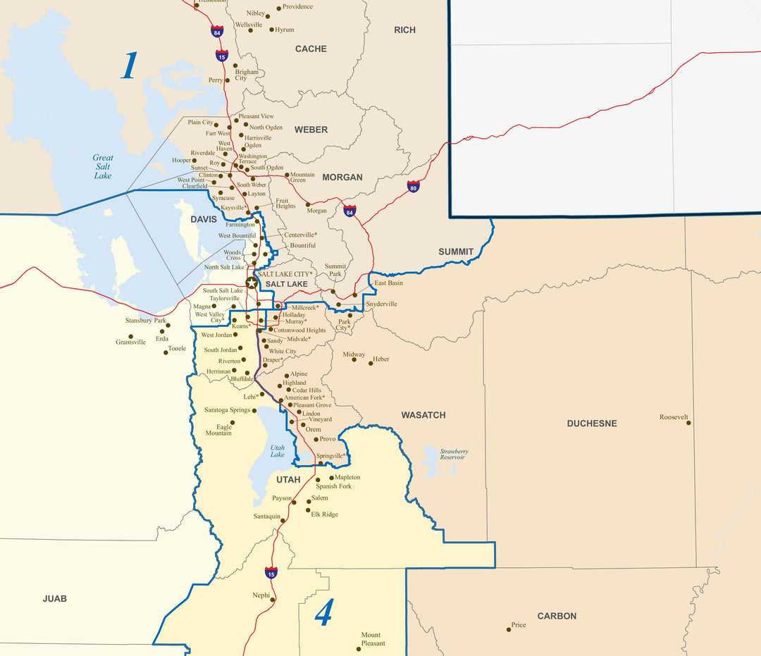 Utah Congressional District Wall Map