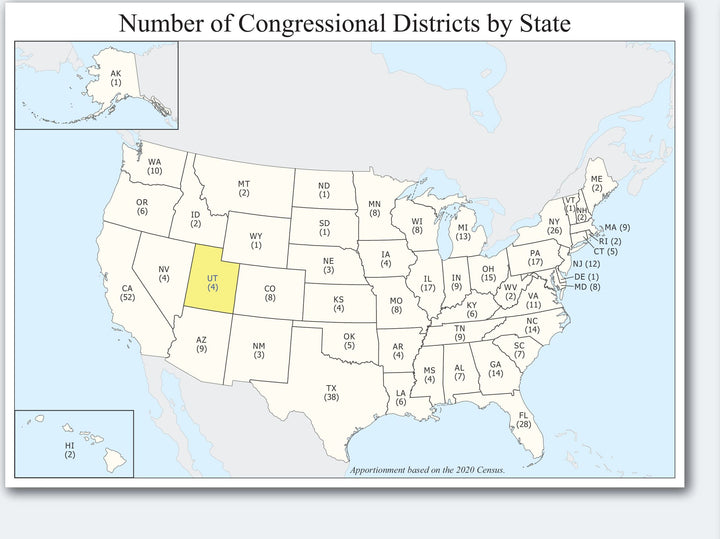 Utah Congressional District Wall Map