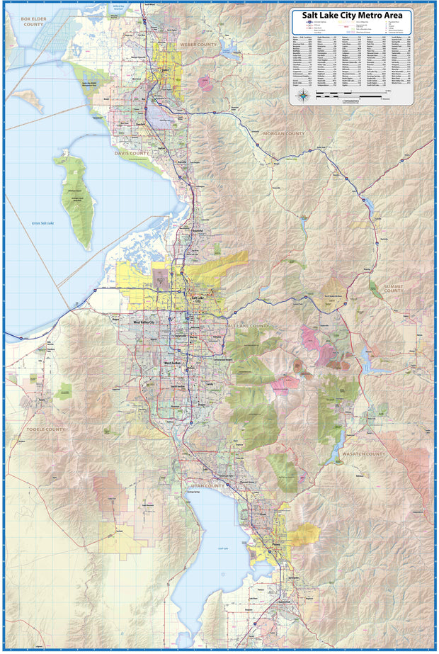 Greater Salt Lake City Metro Area Wall Map