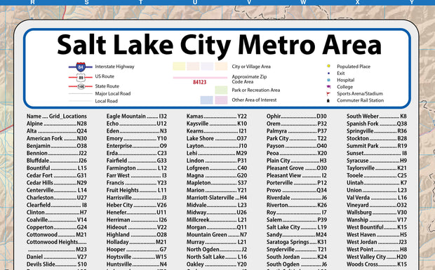 Greater Salt Lake City Metro Area Wall Map