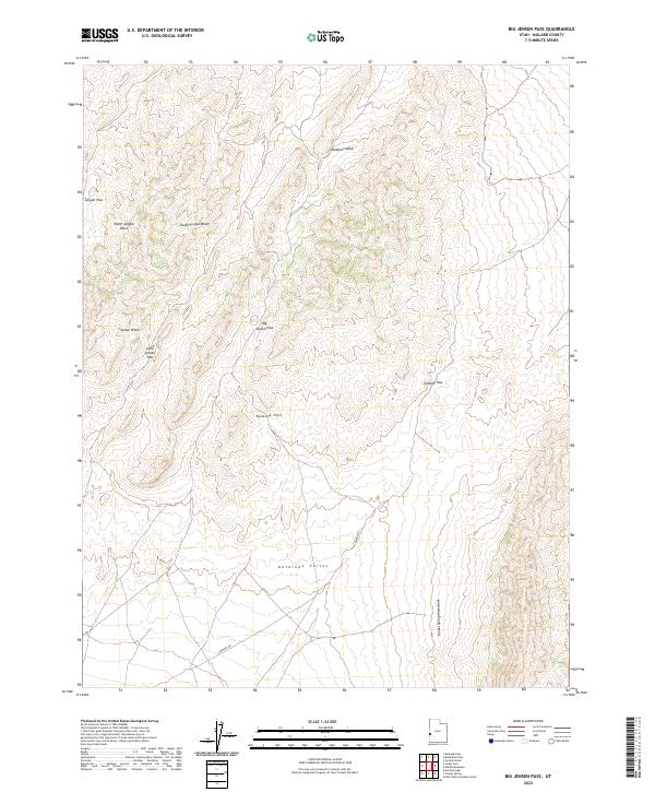 US Topo 7.5-minute map for Big Jensen Pass UT