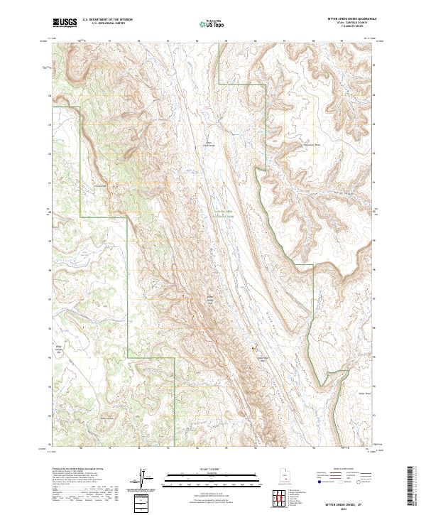 US Topo 7.5-minute map for Bitter Creek Divide UT