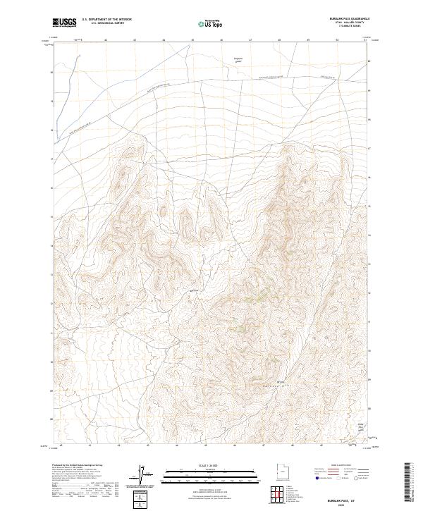 US Topo 7.5-minute map for Burbank Pass UT
