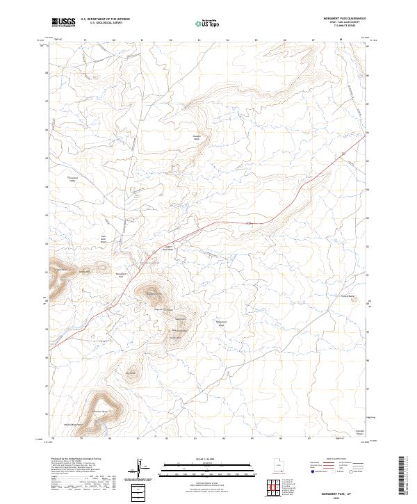 US Topo 7.5-minute map for Monument Pass UT