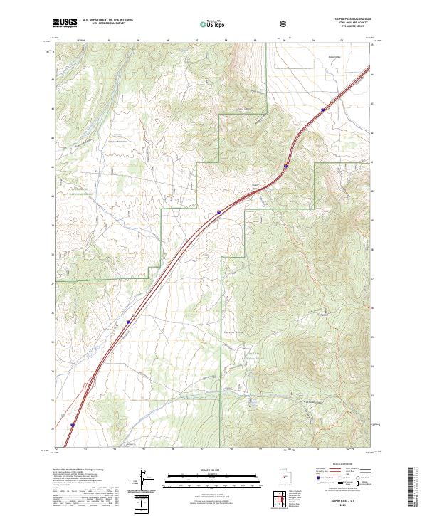 US Topo 7.5minute map for Scipio Pass UT American Map Store