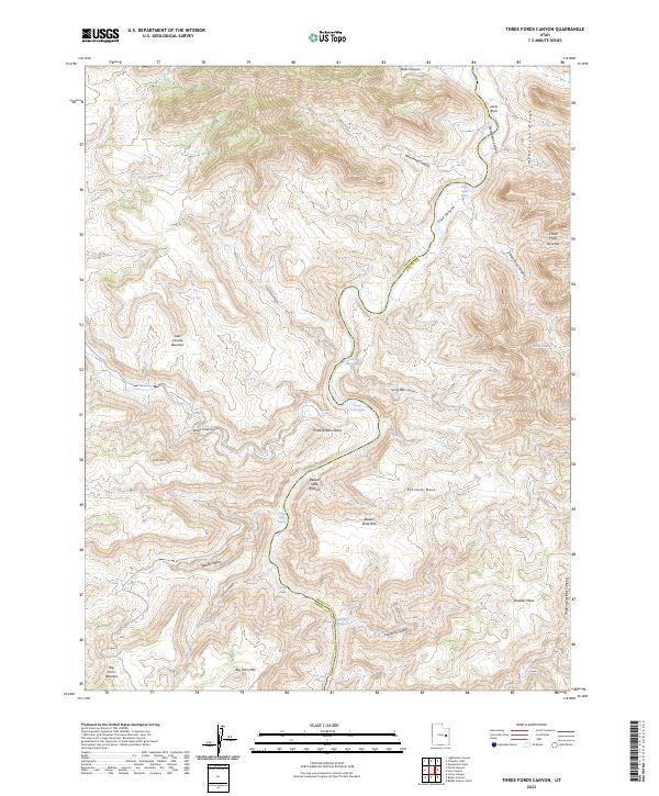 US Topo 7.5-minute map for Three Fords Canyon UT