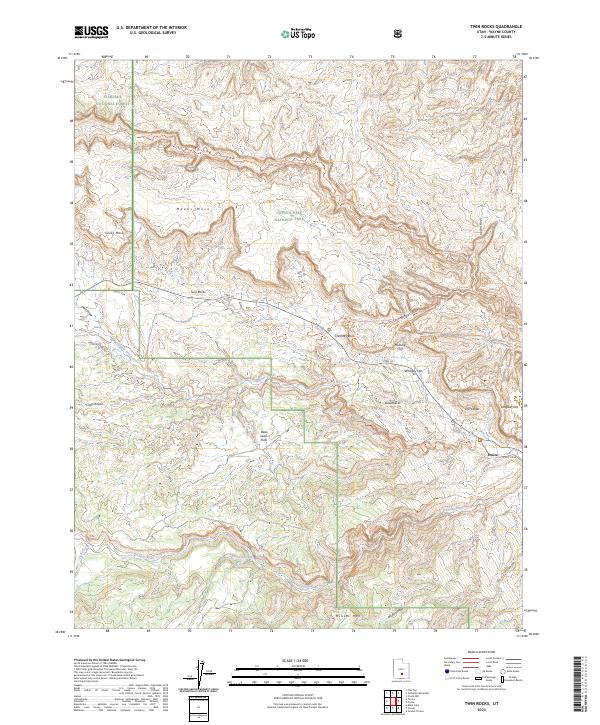 US Topo 7.5-minute map for Twin Rocks UT