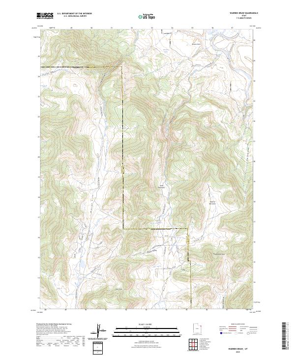 US Topo 7.5-minute map for Warren Draw UT – American Map Store