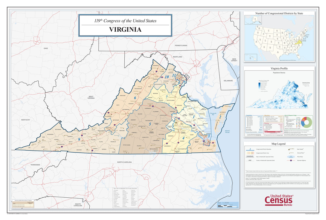 Virginia Congressional District Wall Map