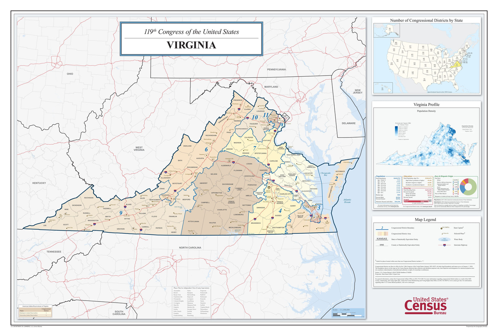 Virginia Congressional District Wall Map