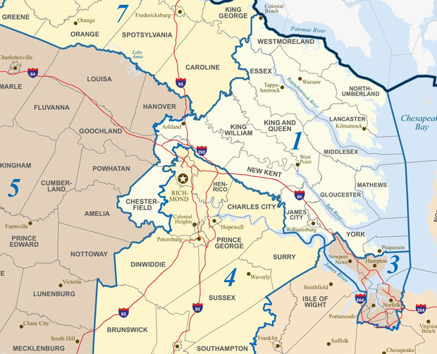 Virginia Congressional District Wall Map