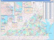Color Cast Style Wall Map of Virginia by Market Maps
