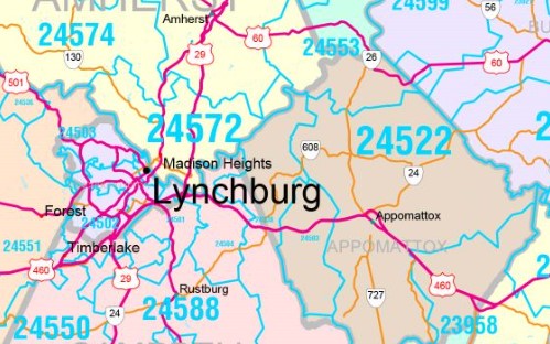 Color Cast Style Wall Map of Virginia by Market Maps