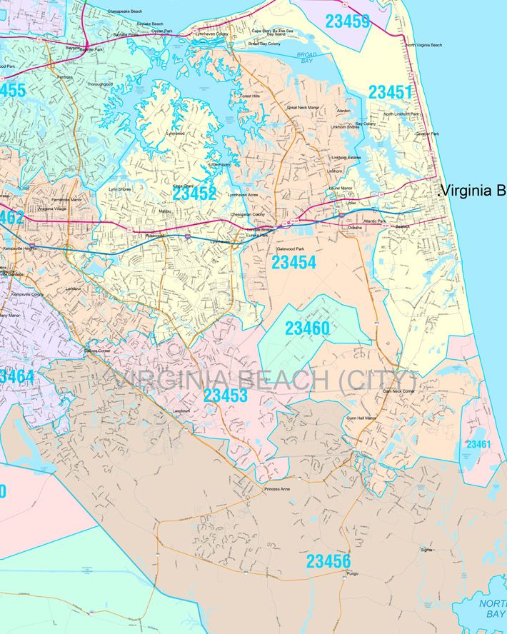 Zip Code Map With Boundaries Of Virginia Fairfax County, VA Zip Code