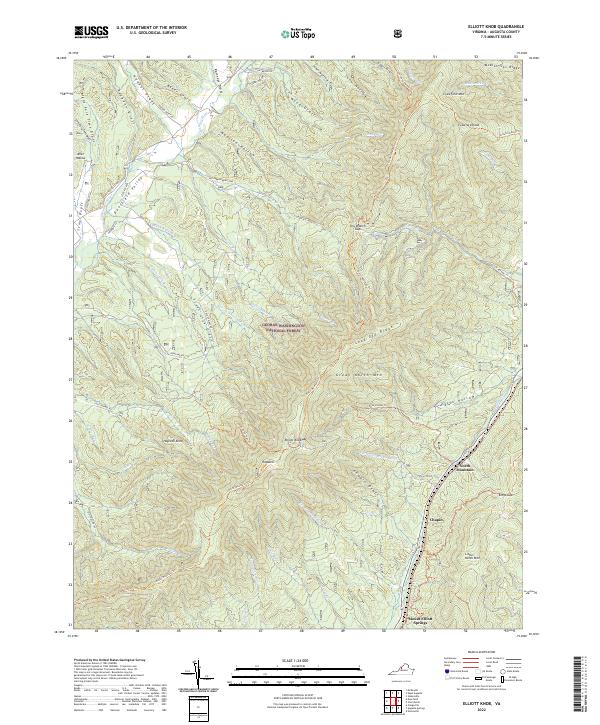 US Topo 7.5-minute map for Elliott Knob VA – American Map Store