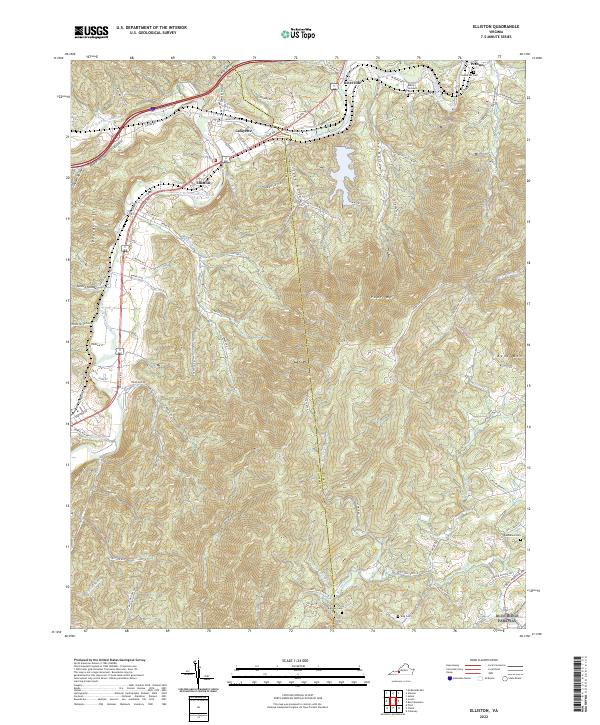 US Topo 7.5-minute map for Elliston VA – American Map Store