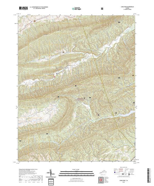 US Topo 7.5-minute map for Long Spur VA – American Map Store