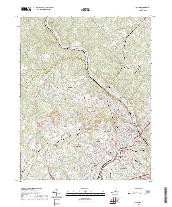 US Topo 7.5-minute map for Lynchburg VA