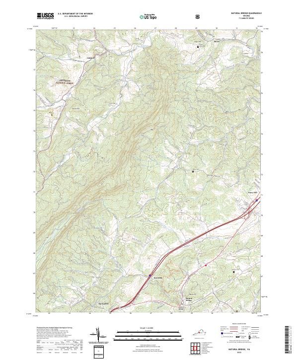 US Topo 7.5-minute map for Natural Bridge VA
